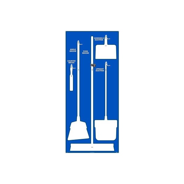 Nmc National Marker Janitorial Shadow Board, Blue on White, Pro Series Acrylic - SB102FG - main